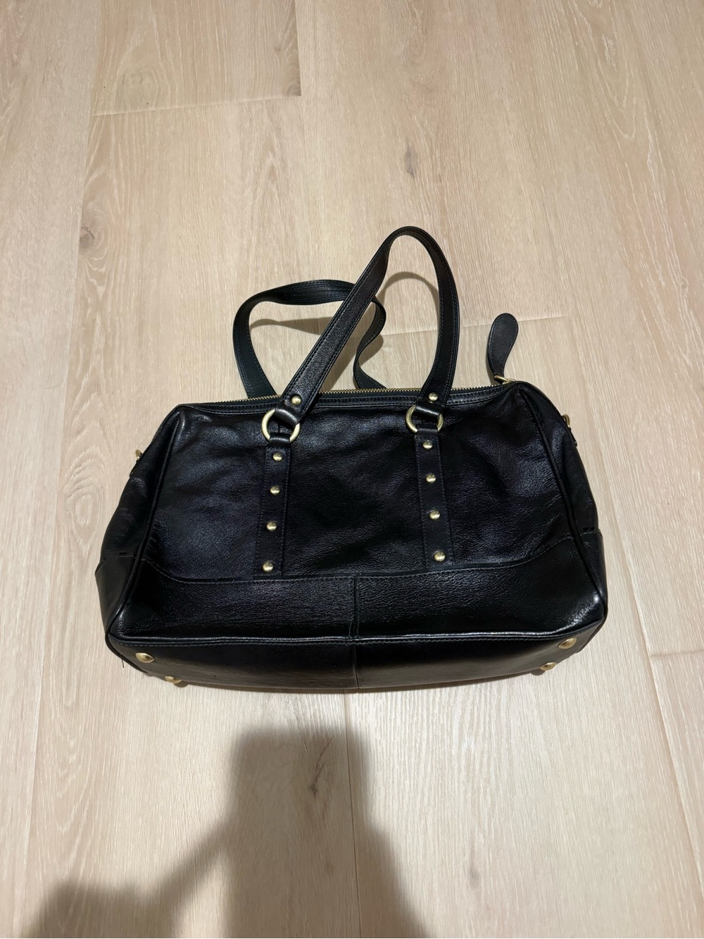 Black Coach leather bag with gold studs - Picture 2 of 5